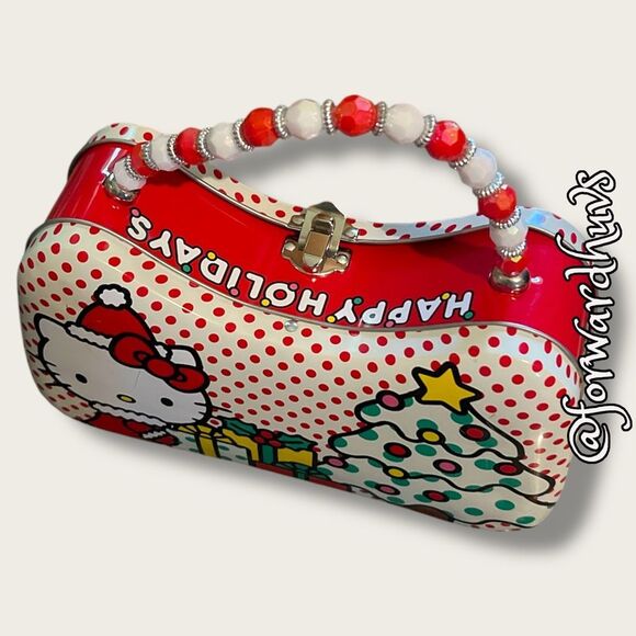 Sanrio Hello Kitty Christmas Metal Tin with Handle – Festive Holiday Design - Picture 4 of 11